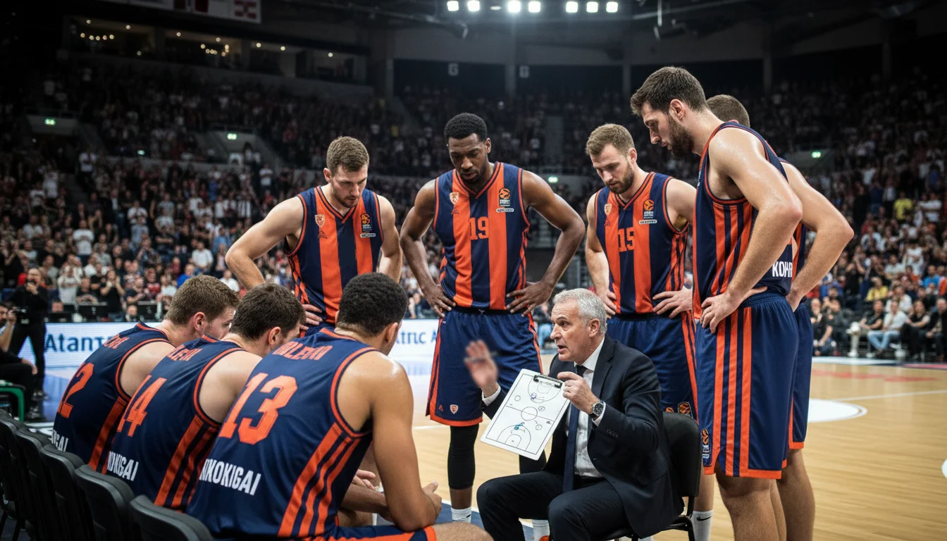 Zig-Zag-Theorie Basketball – Basketballteam in der Auszeit während eines K.o.-Spiels